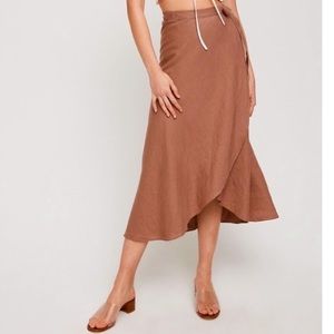 Aritzia Wilfred Eleta Linen Wrap Skirt Small